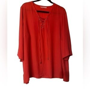 Violet + Claire 2X v neck tie top 3/4 sleeves like new!